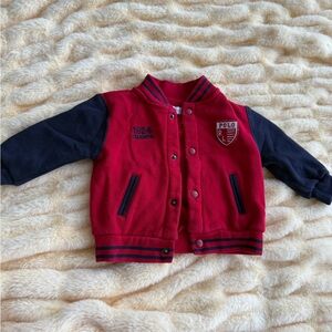 Ralph Lauren Baby Varsity Jacket 3M Red Polo Snap Front Embroidered Logo
